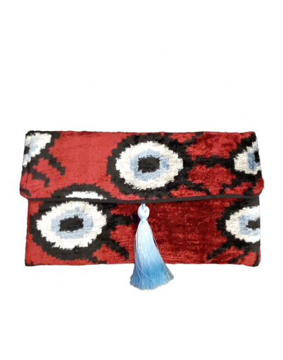 Red eyes clutch bag ikat-R