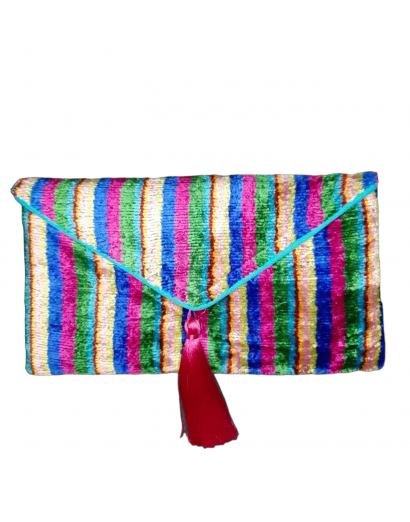 Velvet clutch bag ikat-m